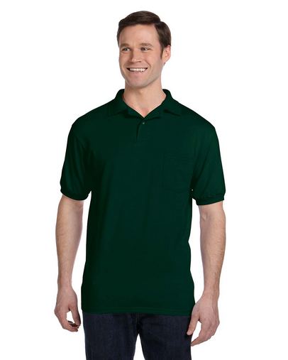 Custom Embroidered  Hanes Mens EcoSmart Jersey Pocket Polo - 054P 