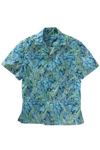 Custom Printed  Edwards Tropical Leaf Camp Shirt - 1032 