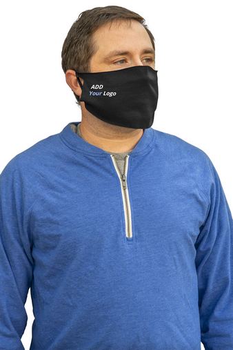 Custom Logo Single-ply Black Cotton Fabric Face-mask with Imprint