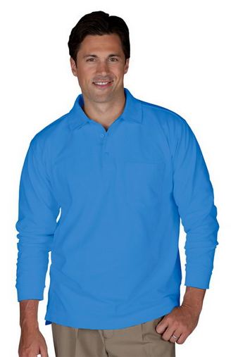 Custom Embroidered Edwards Unisex Long Sleeve Pique Polo With Pockets - 1525 