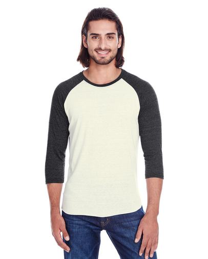 Custom Printed  Threadfast Apparel Triblend 3/4-Sleeve Raglan - 302G 