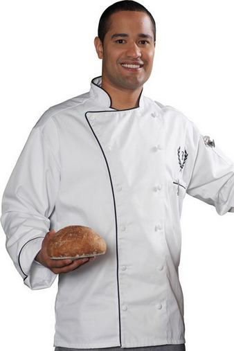 Custom Embroidered  Edwards Executive Chef Coat With Black Trim - 3308 