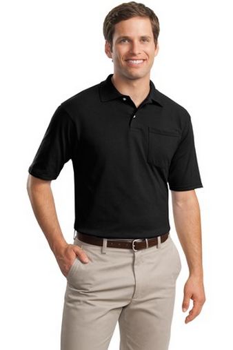 Custom Logo  Jersey Knit Polo Shirt with Pocket. JERZEES SpotShield 436MP  Embroidered