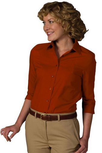 Custom Embroidered  Edwards Women's Soft Collar Poplin Blouse - 5037 