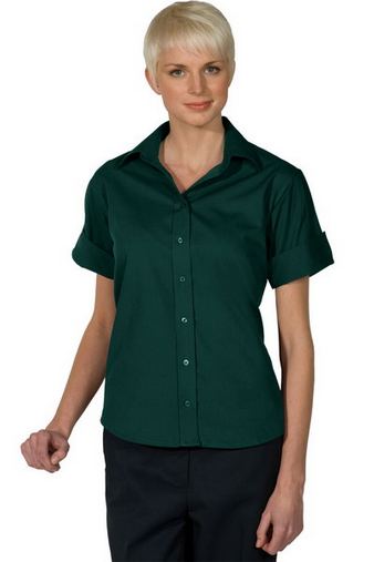 Custom Embroidered  Edwards Women's Open Neck Poplin Blouse - 5245 