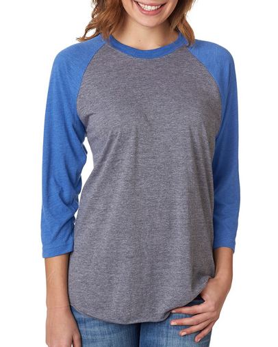 Custom Printed  Next Level Triblend 3/4-Sleeve Raglan - 6051 