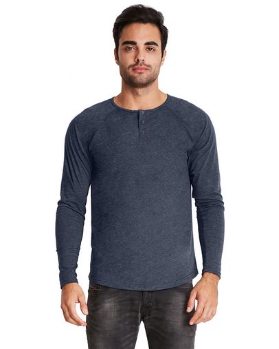 Custom Printed  Next Level Triblend Long-Sleeve Henley - 6072 