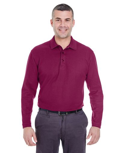 Custom Embroidered  UltraClub Long-Sleeve Whisper Pique Polo - 8542 