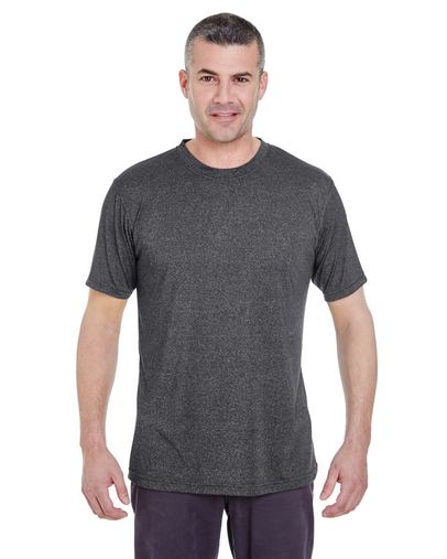 Custom Printed  UltraClub Men's Cool & Dry Heathered Performance T-Shirt - 8619 