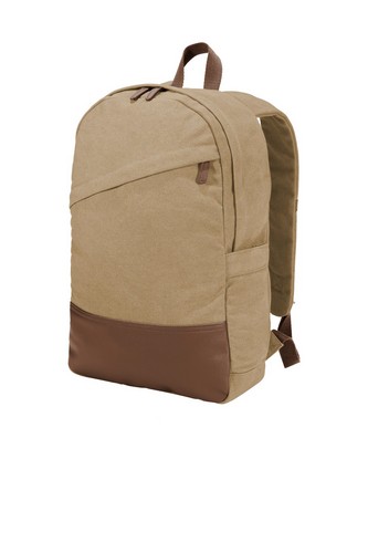 Custom Embroidered Port Authority Cotton Canvas Backpack. BG210 With Logo