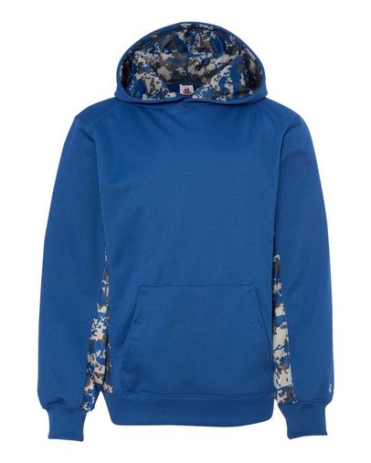 Custom Printed  Badger Digital Camo Youth Colorblock Performance Fleece Hooded Sweatshirt - 2464 