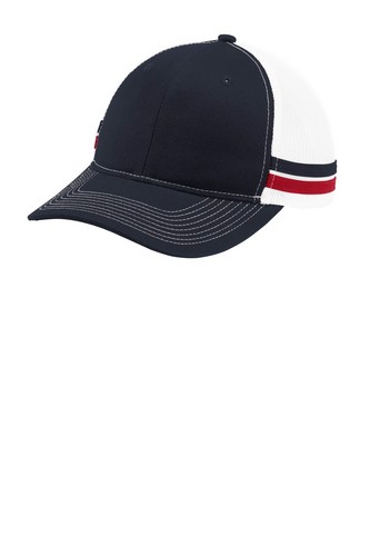 Custom Embroidered Port Authority Two-Stripe Snapback Trucker Cap - C113 