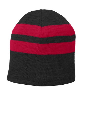 Custom Embroidered  Port & Company Fleece-Lined Striped Beanie Cap - C922 