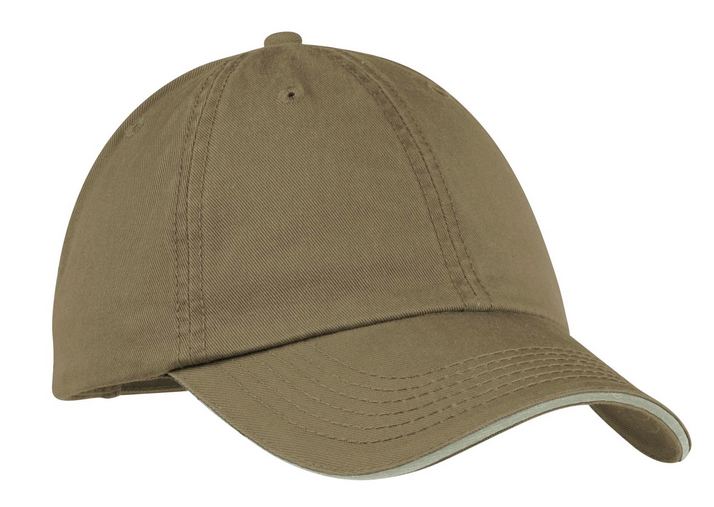 Custom Embroidered Port & Company Washed Twill Sandwich Bill Cap - CP79 