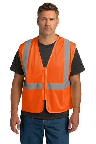 Custom Printed CornerStone ANSI 107 Class 2 Economy Mesh Zippered Vest - CSV101 