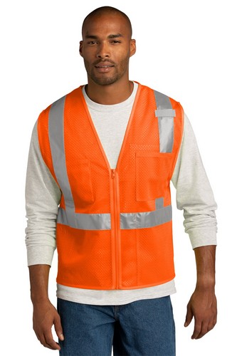 Custom Printed CornerStone ANSI 107 Class 2 Mesh Zippered Vest - CSV102 