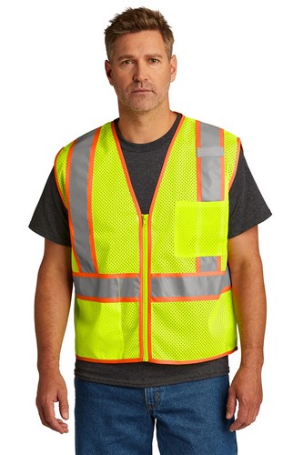 Custom Printed CornerStone ANSI 107 Class 2 Mesh Zippered Two-Tone Vest - CSV103 