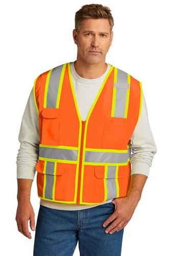 Custom Printed CornerStone ANSI 107 Class 2 Surveyor Zippered Two-Tone Vest - CSV105 