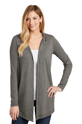 Custom Printed District Women's Perfect Tri Hooded Cardigan. DT156 With Logo