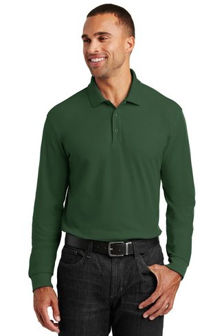 Custom Embroidered Port Authority Long Sleeve Core Classic Pique Polo - K100LS 