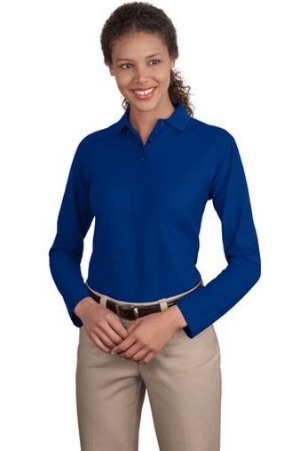 Custom Logo Ladies Long Sleeve Silk Touch Polo Shirt  L500LS Embroidered