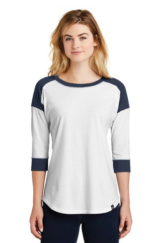 Custom Logo  New Era Ladies Heritage Blend 3/4-Sleeve Baseball Raglan Tee - LNEA104 