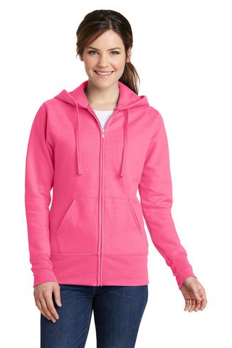 Custom Embroidered Port & Company Ladies Classic Full-Zip Hooded Sweatshirt - LPC78ZH 