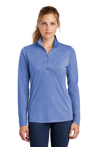 Custom Printed Sport-Tek Ladies PosiCharge Tri-Blend Wicking 1/4-Zip Pullover. LST407 with imprint