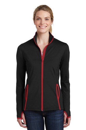 Custom Logo Sport-Tek Ladies Sport-Wick Stretch Contrast Full-Zip Jacket - LST853 