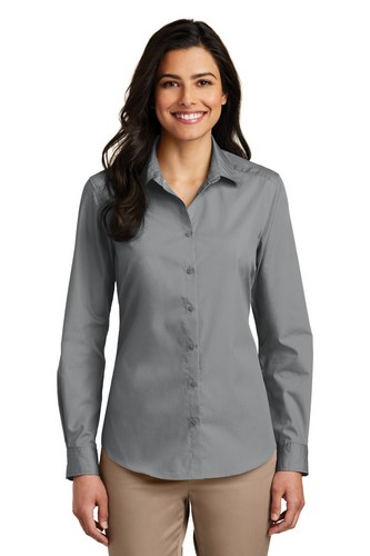 Custom Embroidered  Port Authority Ladies Long Sleeve Carefree Poplin Shirt - LW100 