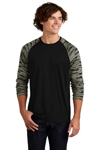 Custom Printed Sport-Tek Drift Camo Colorblock Long Sleeve Tee - ST376LS 