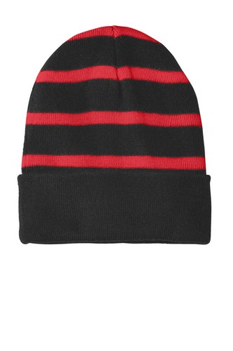 Custom Embroidered  Sport-Tek Striped Beanie with Solid Band - STC31 