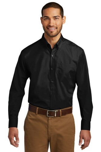 Custom Embroidered  Port Authority Tall Long Sleeve Carefree Poplin Shirt - TW100 