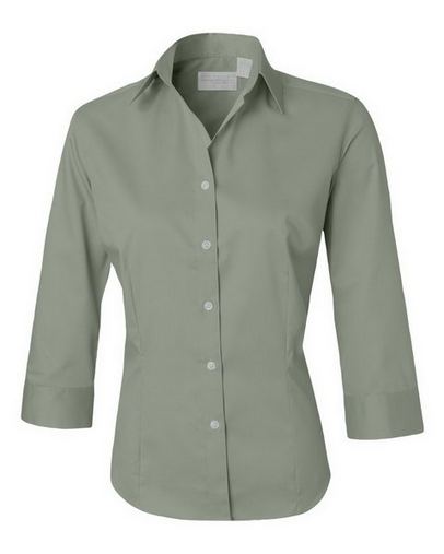 Custom Embroidered  Van Heusen Women's Three-Quarter Sleeve Baby Twill Shirt - 13V0527 