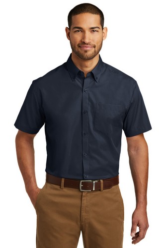 Custom Embroidered  Port Authority Short Sleeve Carefree Poplin Shirt - W101 