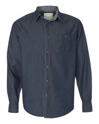 Custom Embroidered  Weatherproof Vintage Denim Long Sleeve Shirt - 154695 