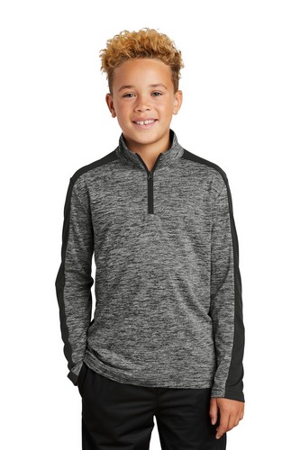 Custom Printed Sport-Tek Youth PosiCharge Electric Heather Colorblock 1/4-Zip Pullover. YST397 with imprint