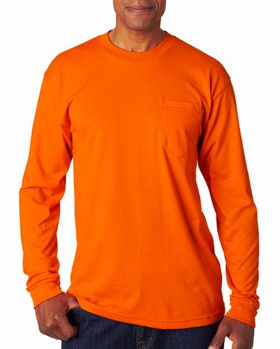 Custom Printed  Bayside Long-Sleeve T-Shirt with Pocket - BA1730 