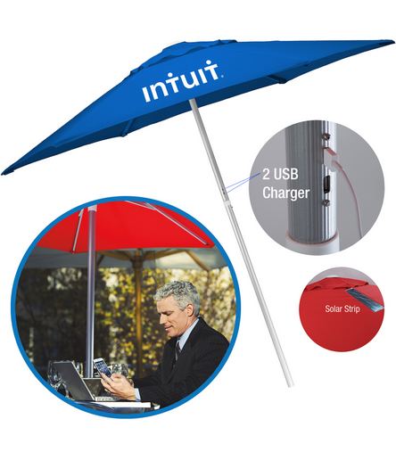 Custom Logo  7' Solar USB Market Umbrella 