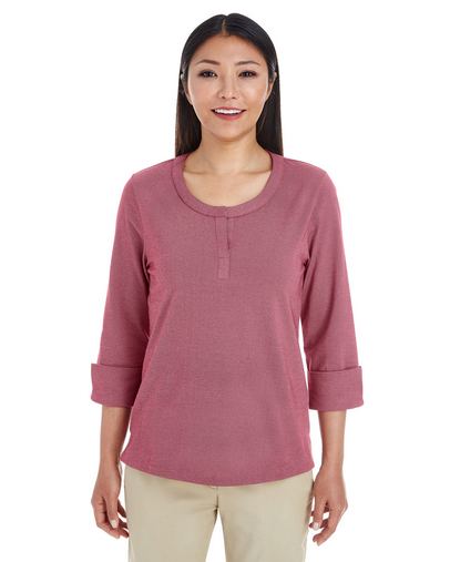 Custom Embroidered  Devon & Jones Ladies' Central Cotton Blend Melange Knit Top - DG230W 